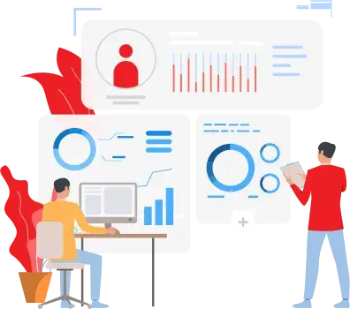 Data analytics dashboard illustration with business monitoring charts